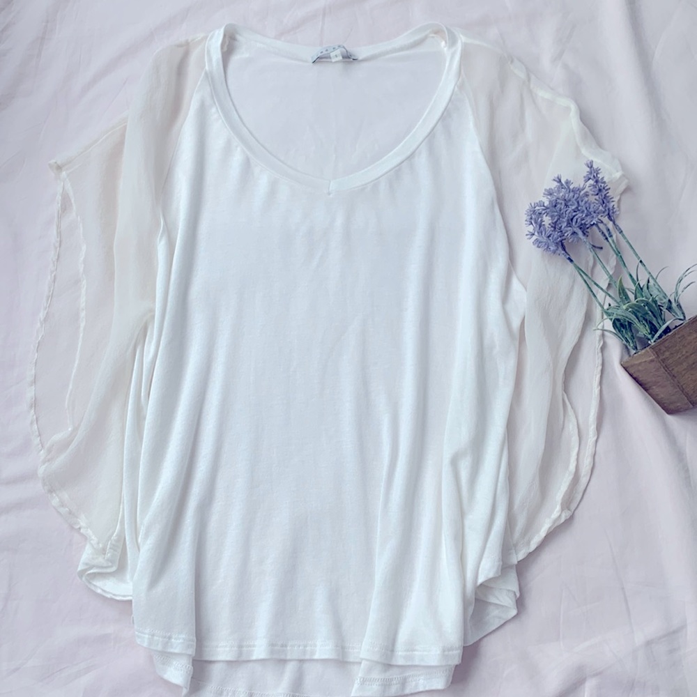 NWOT Ted Haute white top, Flowy, silk, V neck, size S